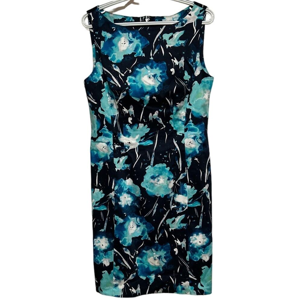 Jones New‎ York Signature Women's Stretch Sleeveless Blue Floral Dress No Size